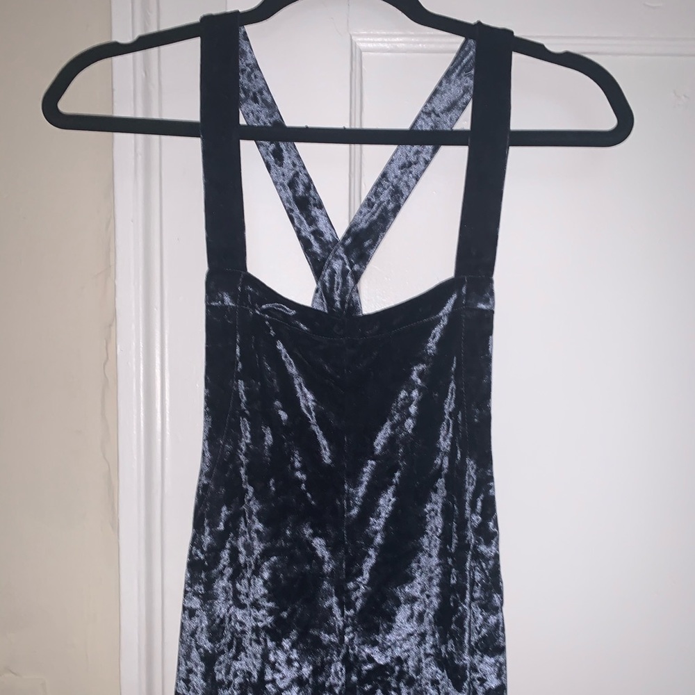 Urban Outfitters velvet navy-ish purple jumpsuit